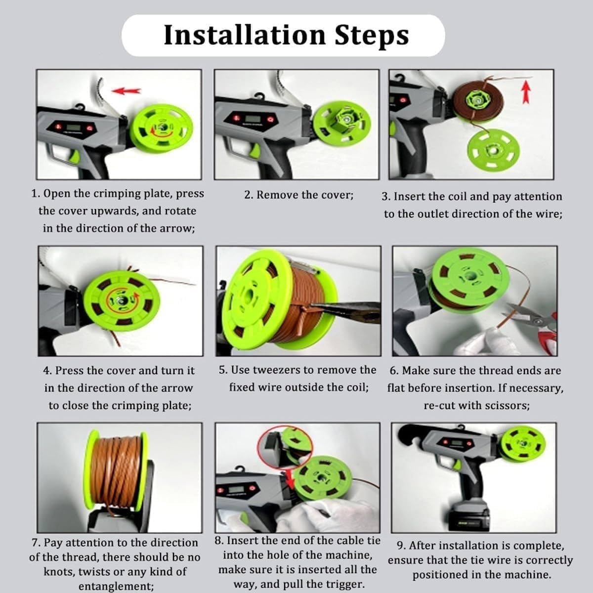 Ametralladora Para Atar Plantas Mejorada Para Atar Tomates Y Uvas Rápidamente. Herramienta Para Cinta De Jardín Para Jardineros Y Agricultores Con Ajuste 3 a 8 Marchas Y Cuchilla Sk5(2RollsStrap)