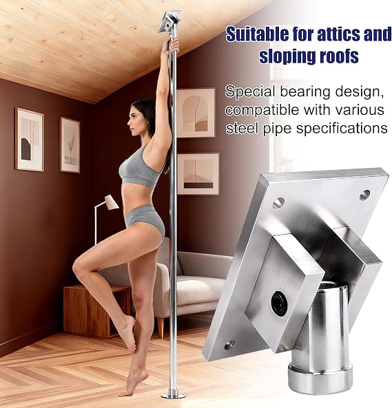Penitue Pole Dance Fixed Plate, Premium Ceiling Stripper Spinning Pole Dance Fixed Plate Practical Ceiling Installation Accessory for Home Studio Use (Silver)