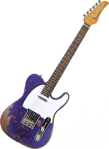 Censtar Relic - Guitarra eléctrica, cuerpo ELM y cuello de arce, tuerca de hueso, guitarra reliquia de 6 cuerdas, guitarras eléctricas