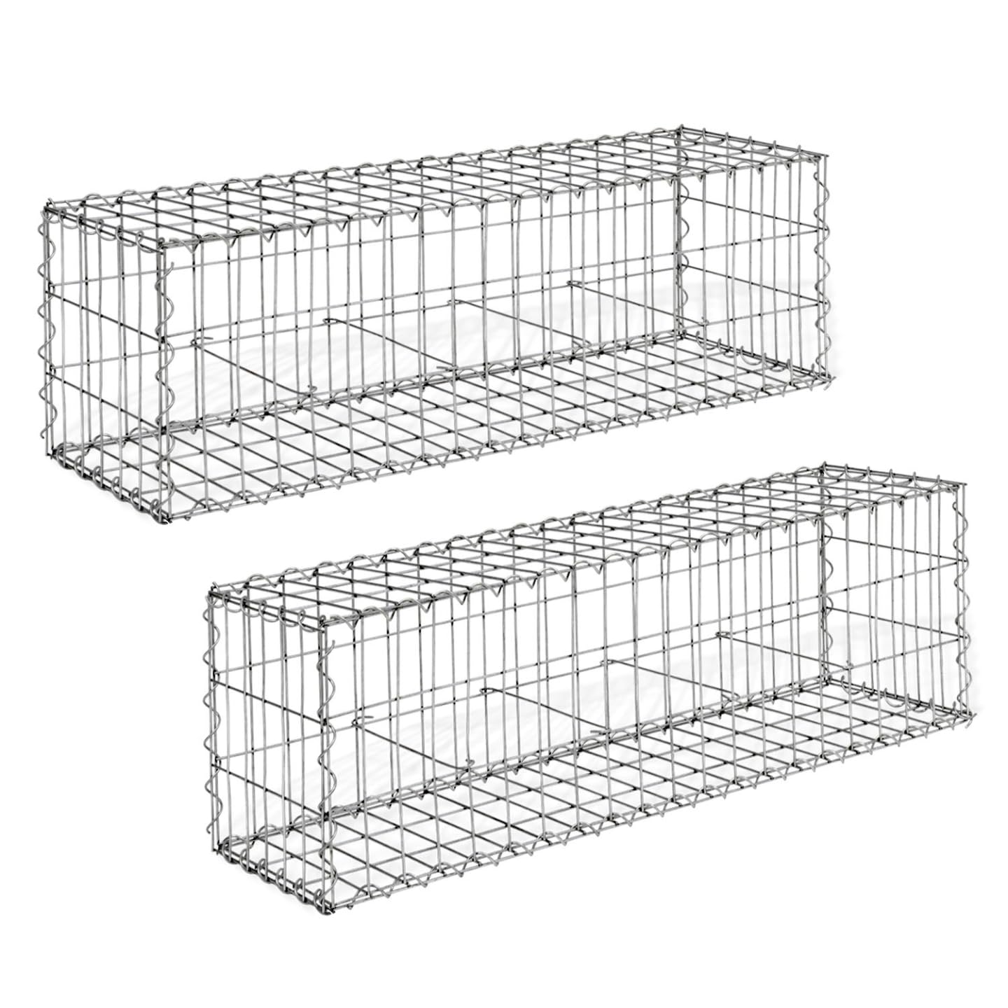 IDMarket - Juego de 2 gaviones para piedra (100 x 30 x 30 cm)