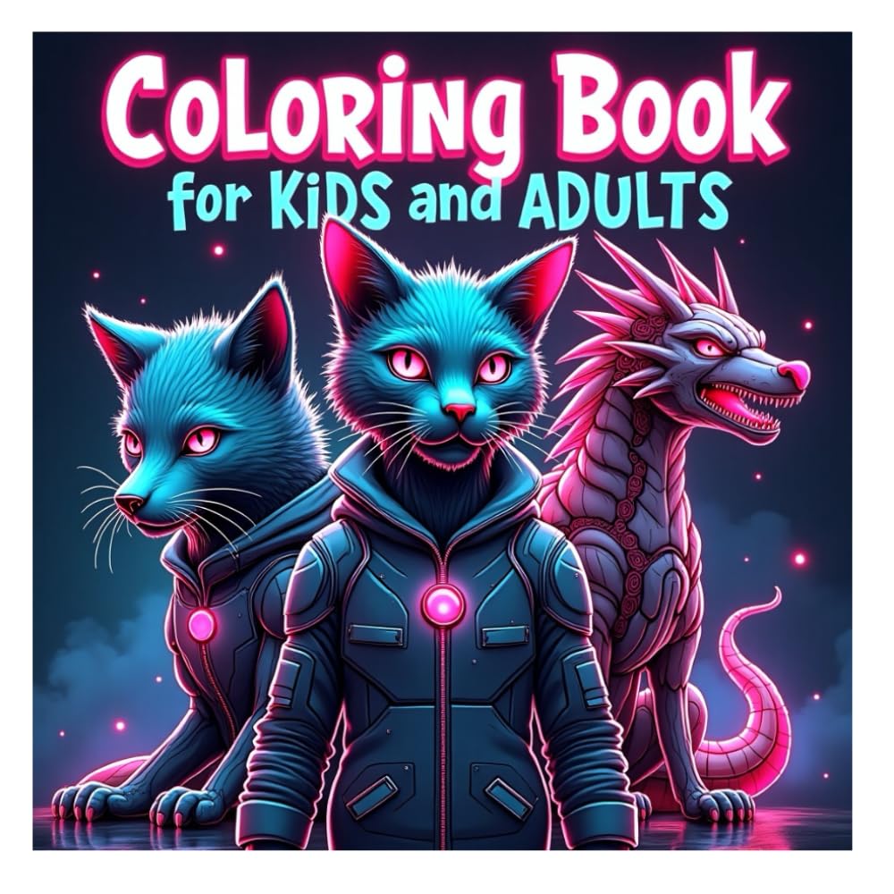 Futuristic Animals Coloring Book: 50 Sci-Fi and Cyber Animals to Color – A Relaxing Coloring Book for Kids, Teens, and Adults