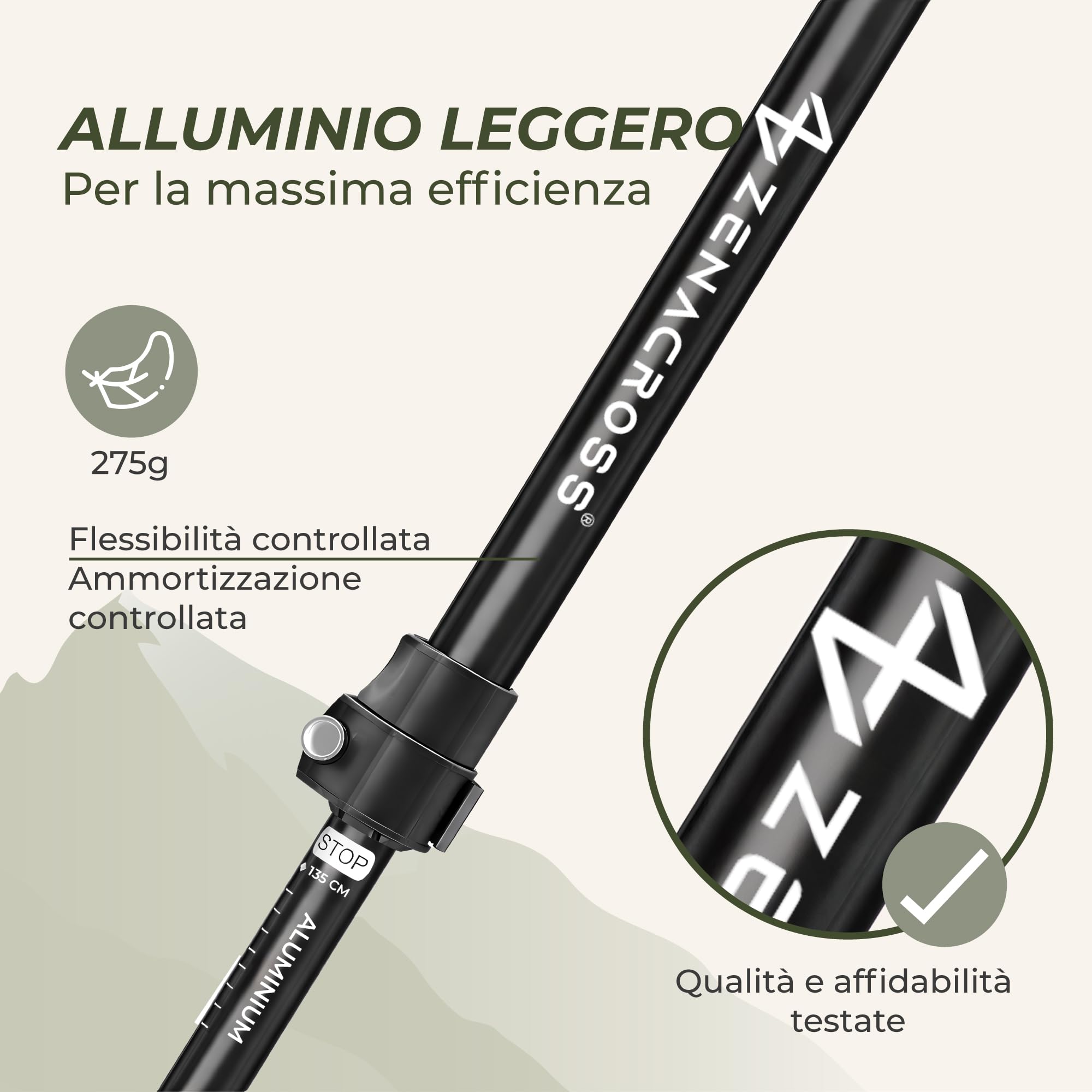 Bastoncini Trekking Telescopici Carbonio o Alluminio - Bastoni Trekking Regolabili per Uomo e Donna, Ultra leggero, con Manico in Sughero Naturale