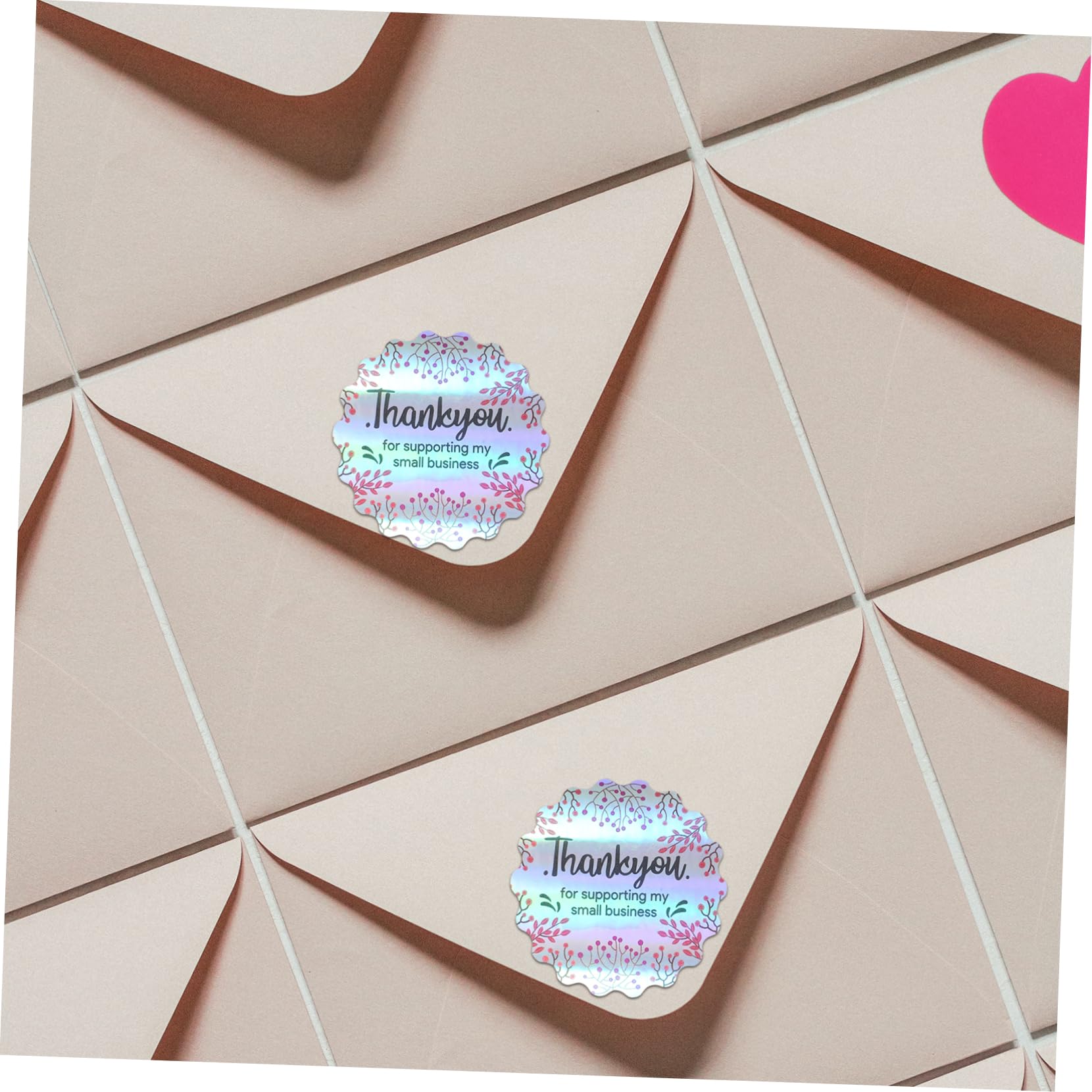jojofuny 5 Etichette Adesive Grazie con Design Olografico Rotonde per Sigillare Regali Buste e Decorazioni per Feste e Boutique