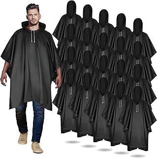 20 Pcs Rain Ponchos for Adult Reusable Waterproof Plastic Rain Coat