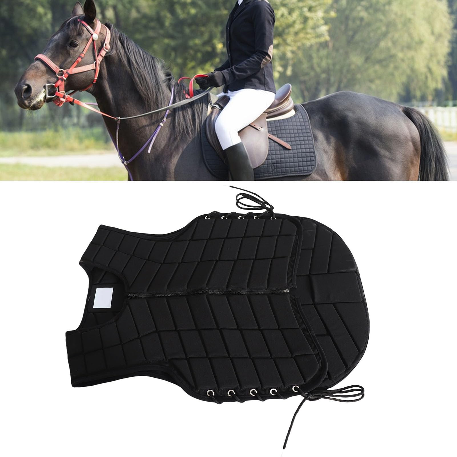 Eujgoov Gilet Equestre, Materiali in Poliestere, Lacci Laterali Regolabili, Imbottitura Migliorata per Attrezzatura di Sicurezza per Equitazione per Adulti