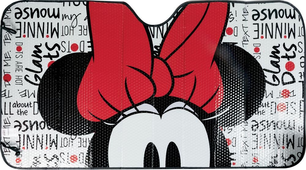 parasole anteriore auto Minnie Disney 130x70 cm – Protezione parabrezza per bambine | Cartoni animati | Accessorio auto pieghevole