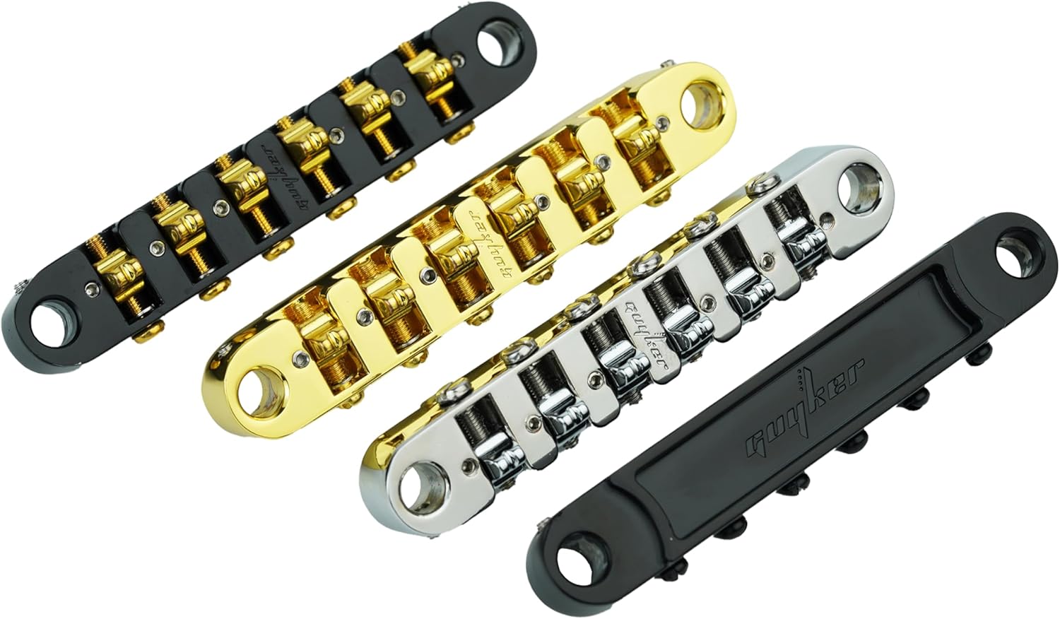 Guyker Guitar Adjustable Locking Bridge, Zinc Alloy Bridge Replacement Part for Electric Guitars(GM007, Black)
