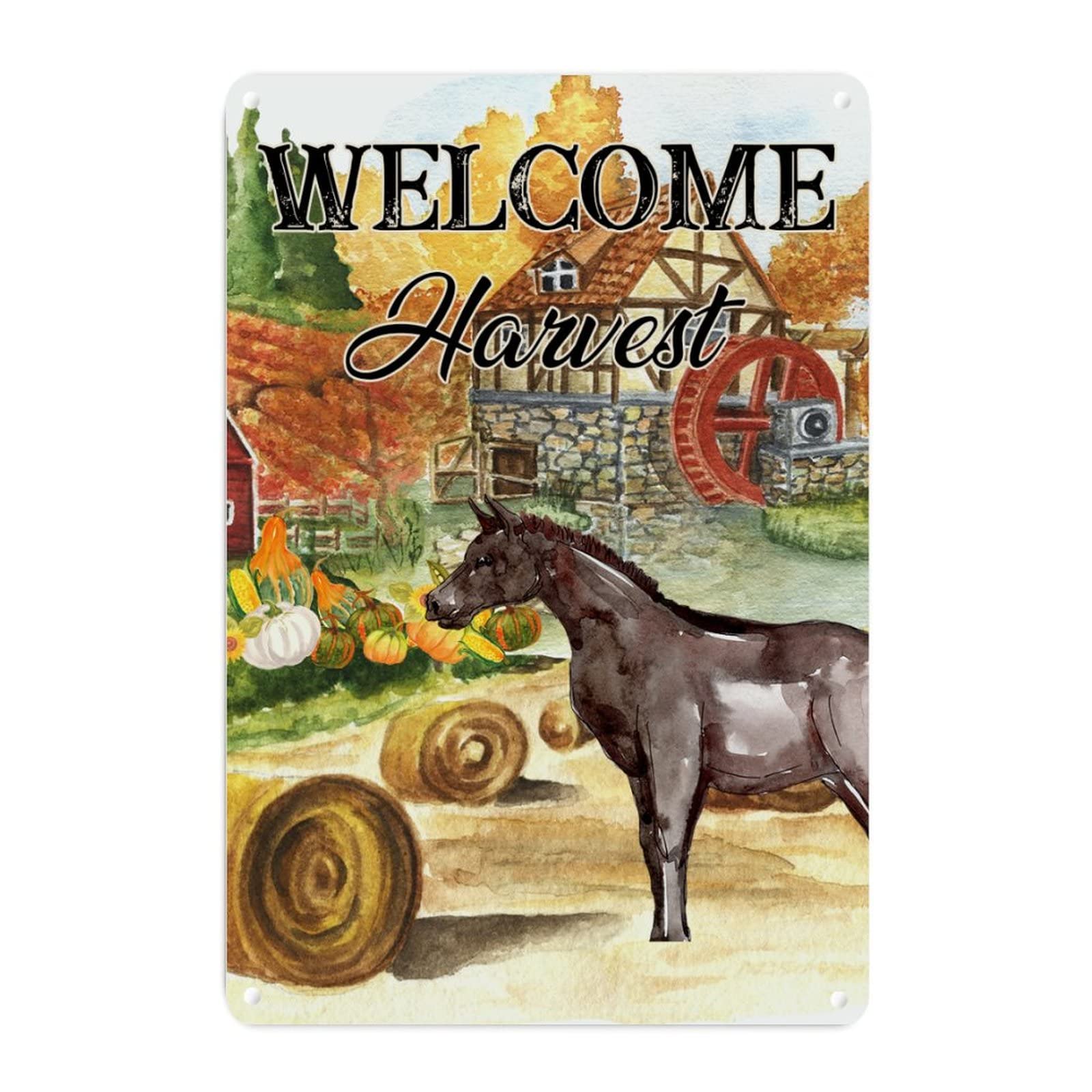 Enseigne Automne Ferme Métal Vintage et Panneau Men Cave Rustique