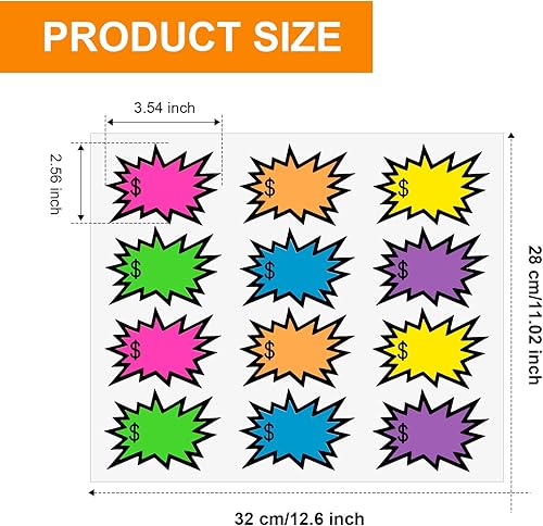 Miniatura 2 de Yeaqee 240 calcomanías de precio de venta de garaje de 3.62 x 2.52 pulgadas, calcomanías de precios de venta de patio con espacio para escribir