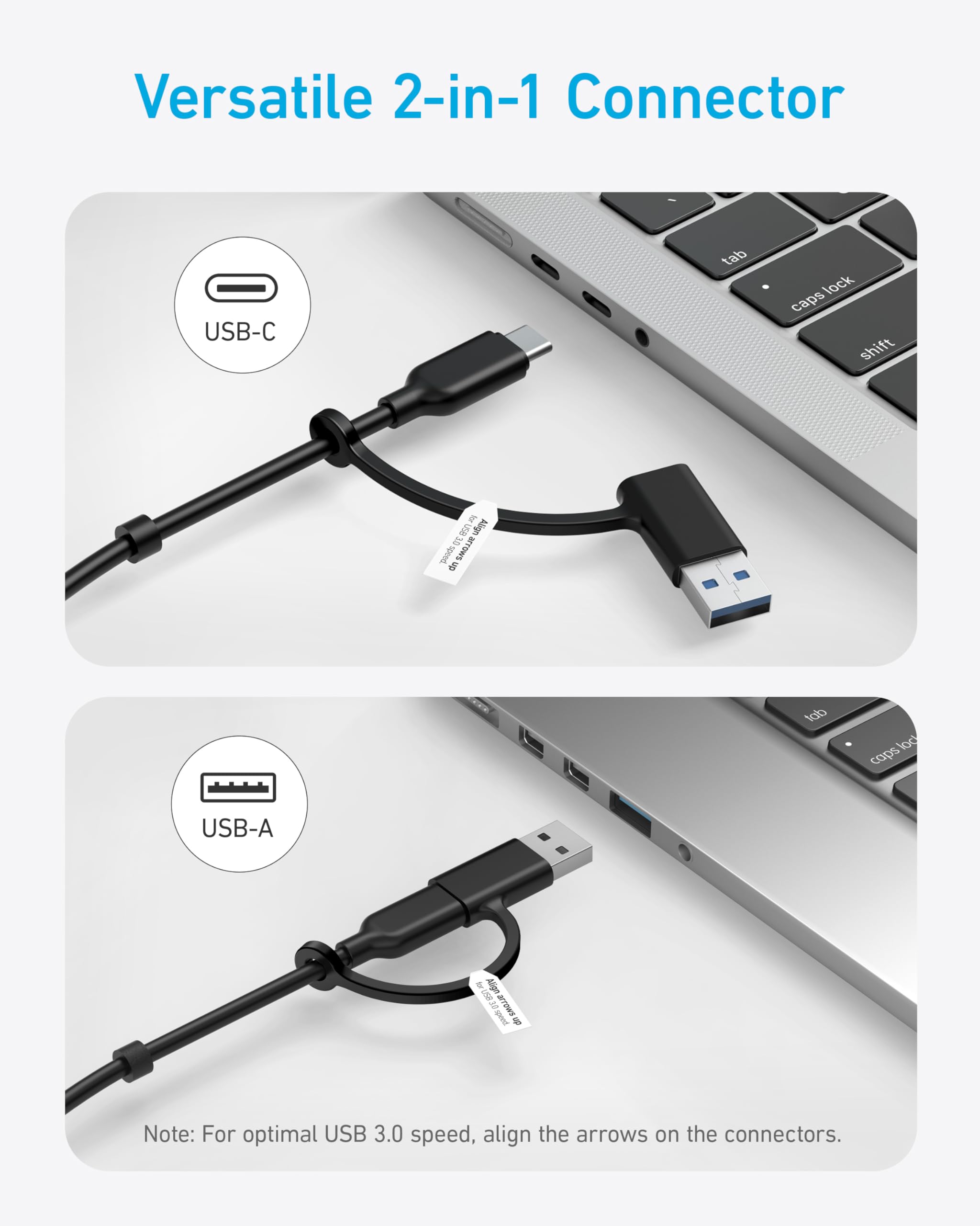 Anker Hub USB C, Hub USB con 8 Puertos USB 3.0, Divisor USB, 100W USB-C PD-IN con 4 Puertos USB-C y 3 Puertos USB-A, Conector USB 2 en 1, para MacBook, iPad, cámara y más (Adaptador de 45W Incluido)