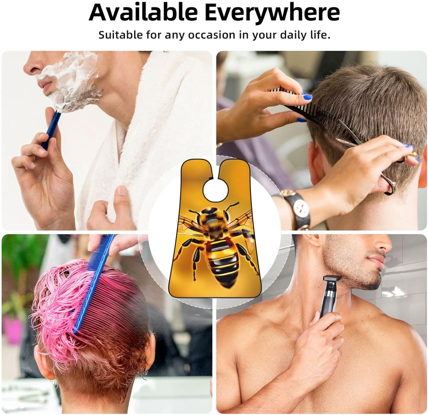 Honey-Bee Print Beard Bib Apron, Shaving Apron For Dad, Men'S Hair Catcher For Shaving Best Gifts For Dad