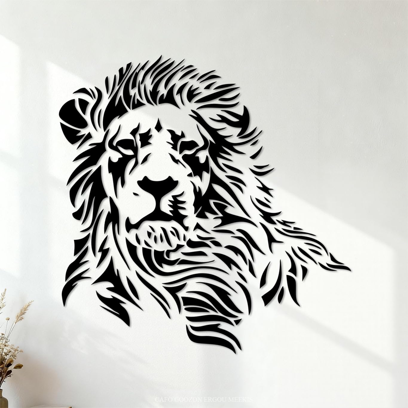 Ergou Stickerdecal-82950 Lion Silhouette Predator Animal Zoo Wild Lion Wall Decals Pvc 72X73.6cm Car Body Decoration Black
