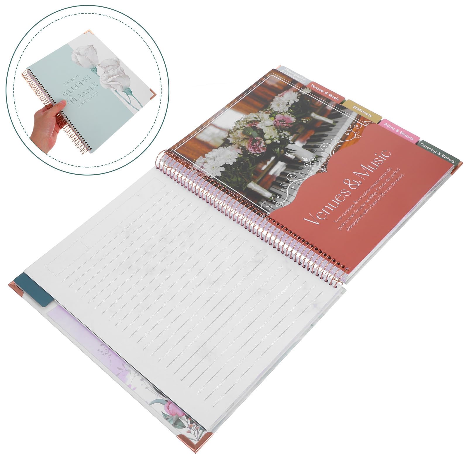 LALAFINA Hochzeitsplaner Notizbuch aus Papier Hochzeitsordnerplaner für Verlobung und Antrag mit Planungsbereich und Detailliertem Zeitplan