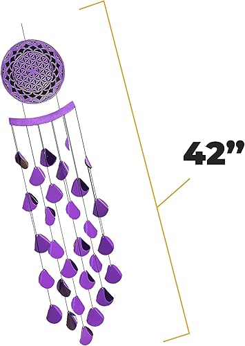 Miniatura 5 de VP Home Campanillas de viento de mandala brillante de 42 pulgadas para exteriores, carillones de viento únicos con mandala, decoración al aire