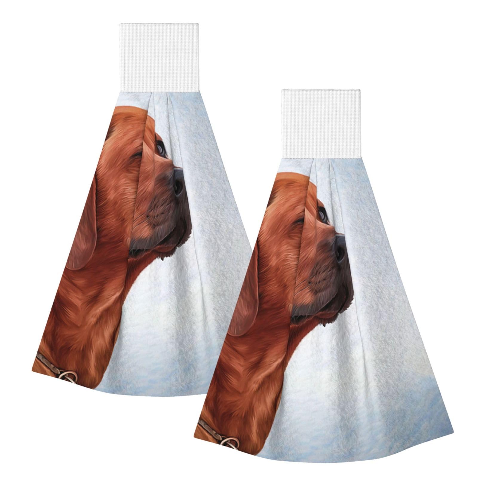 DOPKLNA Dog Rhodesian Ridgeback, 2 Pcs Hanging Coral Fiber Hand Towels for Bathroom, Absorbent Kitchen Towels