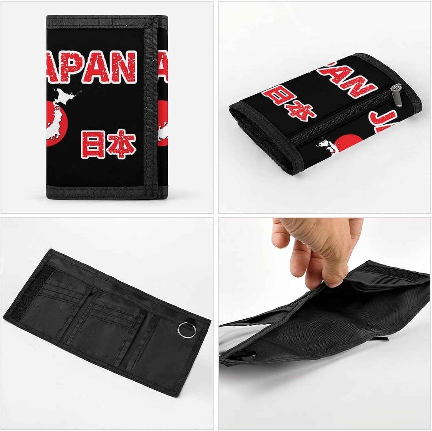 Japan Flag Trifold Slim Wallet Front Pocket With Money Clip And ID Credit Card Slots For Travel Work