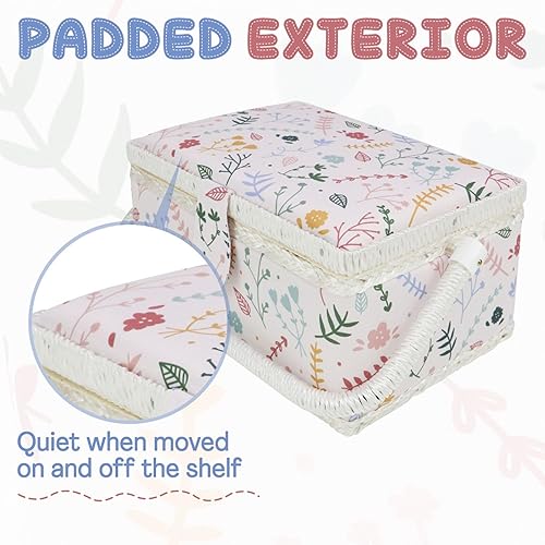 Vista 31 de Sewing Basket Organizer with Complete Sewing Supplies, Wooden Sewing Storage Organizer with Removable Tray Sewing Essentials and Tomato Pincushion