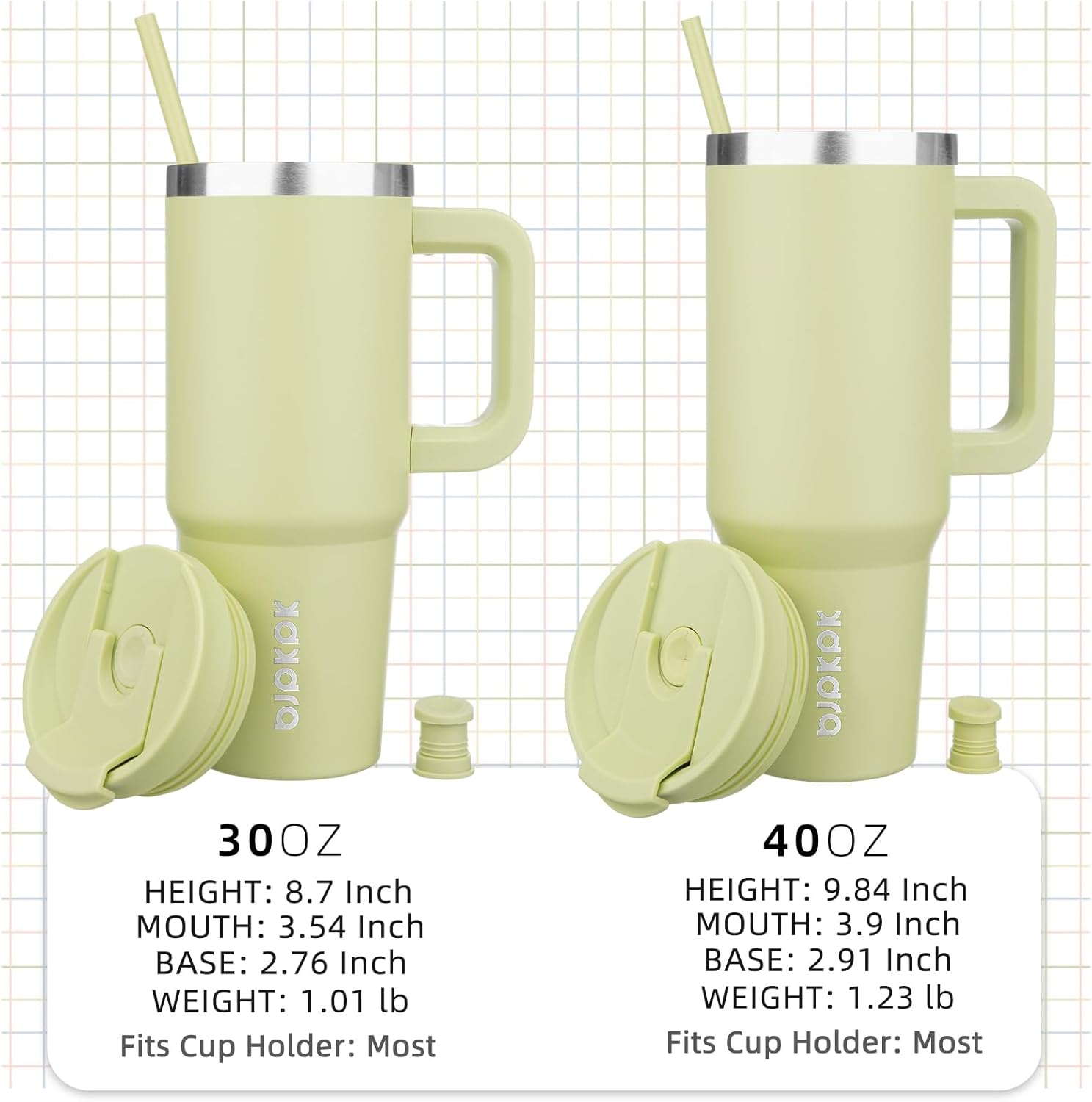 BJPKPK Tumbler With Handle 40 oz Stainless Steel Insulated Tumbler With Lid And Straw For Water Or Ice Coffee,Macaron Green - Image 4