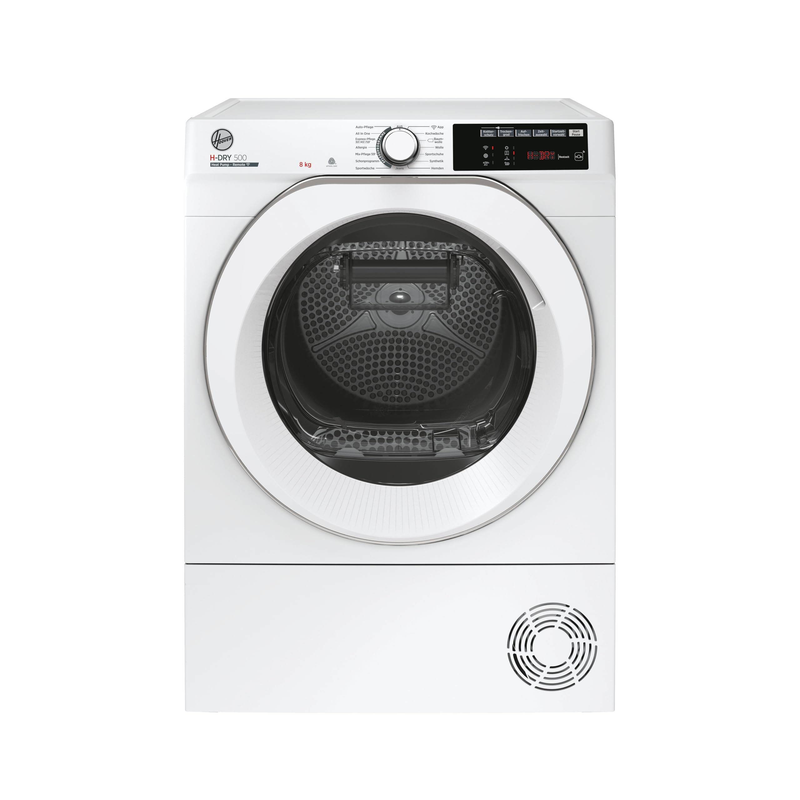 Hoover NDE H8A2TCES-84 Wärmepumpentrockner I 8 kg I Wi-Fi + Bluetooth-Technologie I AquaVision-Kondenswasserbehälter I deutsche Bedienblende