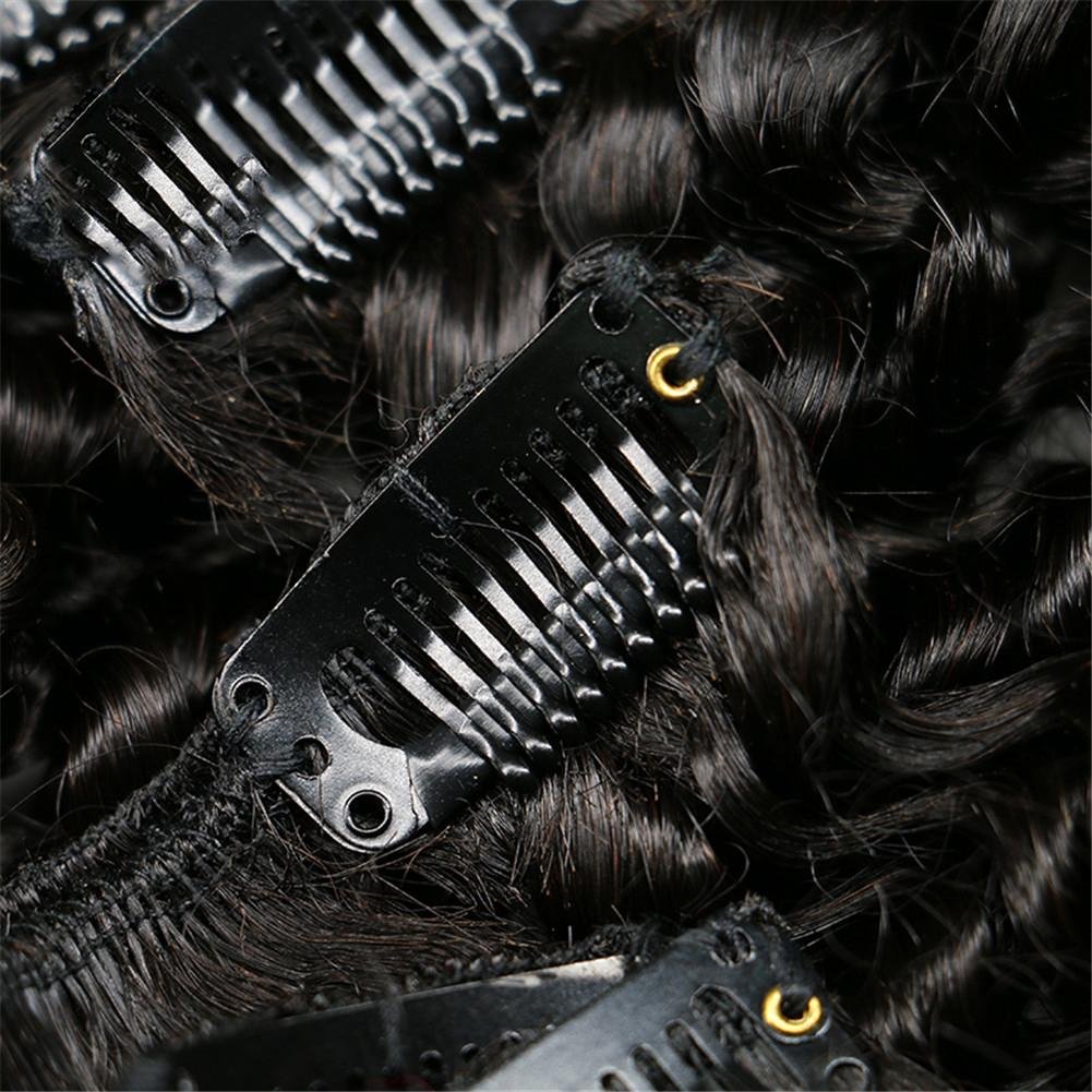8 Teiliges Set Kinky Straight Clip in Extensions 100% Remy Echthaar Virgin Hair Yaki Haarverlängerung,1# Schwarz, 120g