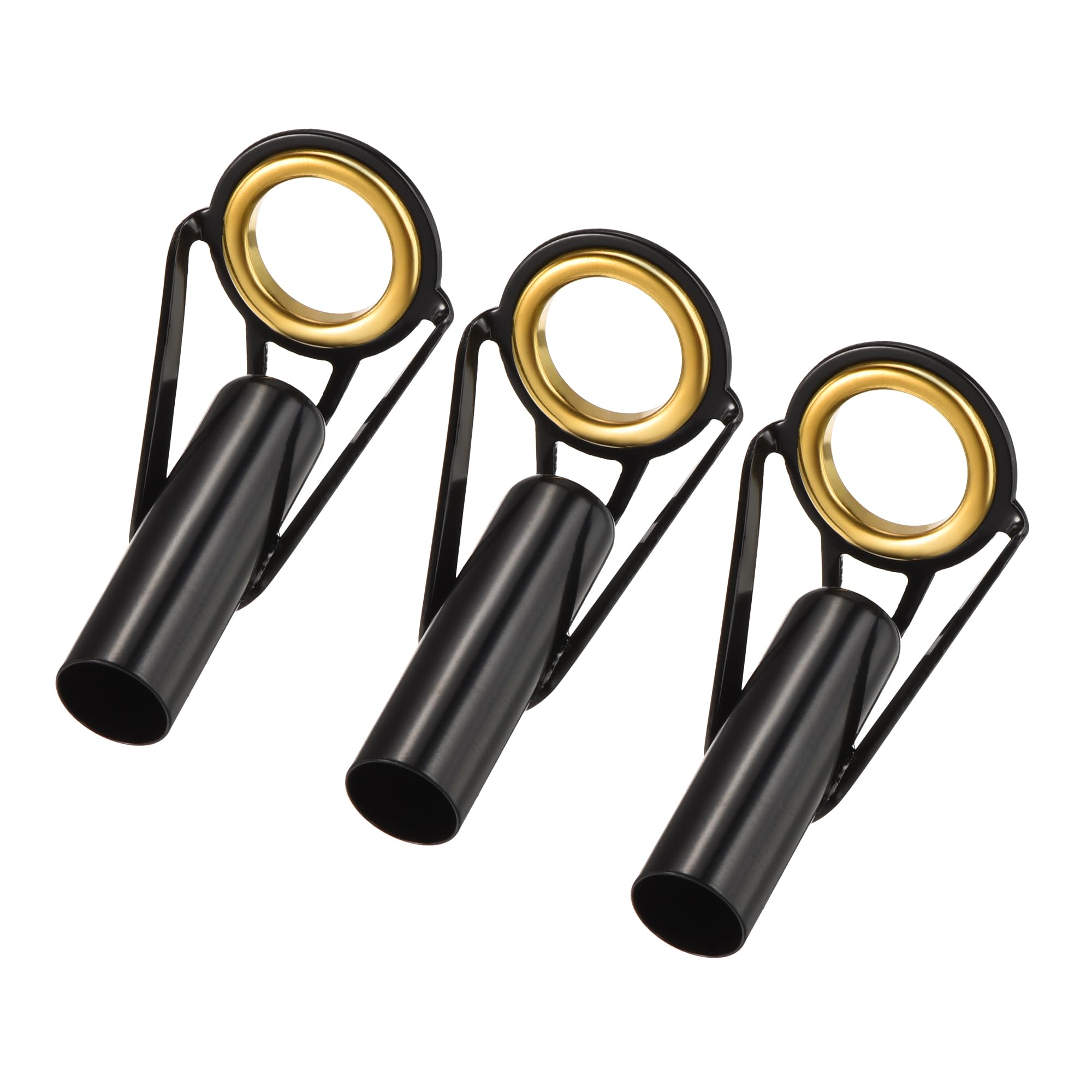 M METERXITY 3 Pack Fishing Rod Tips Repair Kit - Stainless Steel Ring Guide Replacement, Corrosion-Resistant, Apply to Fishing Rod (8mm Tube Dia, Black)