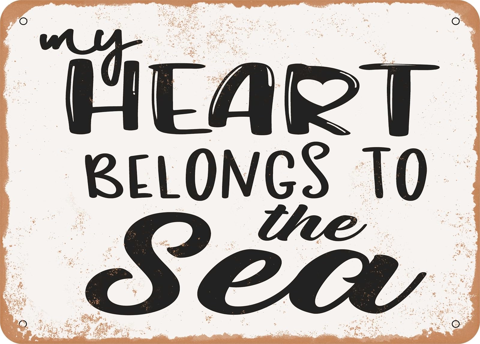 Miaomansenstore Metal Sign - My Heart Belongs To The Sea - 3 - Vintage Look Sign Home Decor