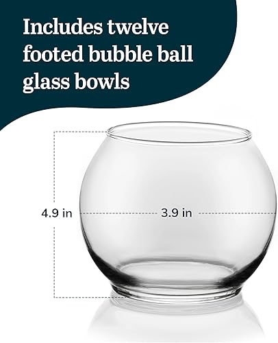 Miniatura 3 de Libbey Jarrón de cristal de burbujas con pies, elegantes jarrones de burbujas, juego de 12 cuencos de popurrí versátil para plantas de terrario,