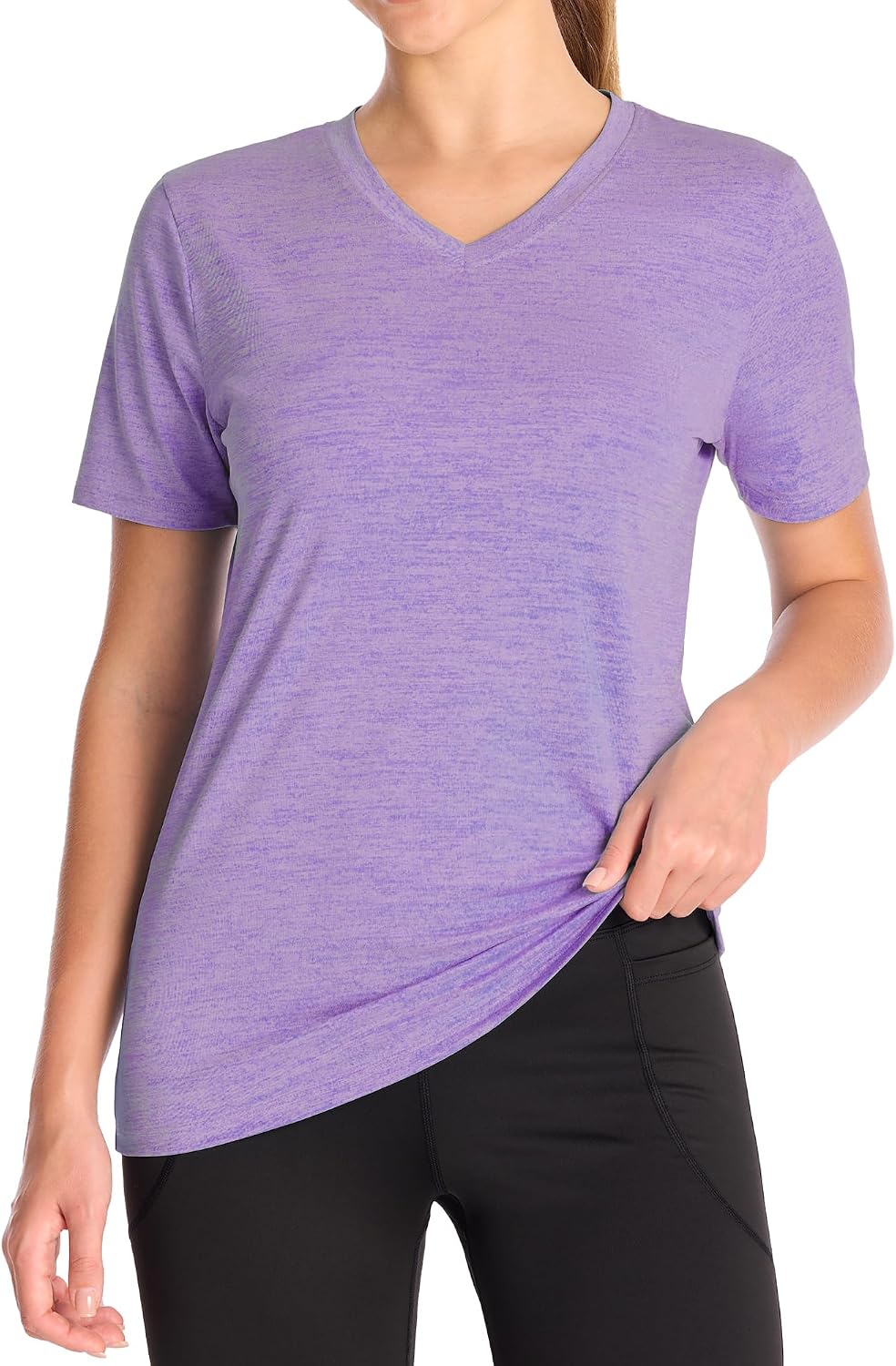 Runhit Women's Workout Tops Short Sleeve UPF 50+ Athletic Shirts Quick Dry V Neck T Shirt Moisture Wicking Gym Yoga Tee