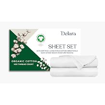GOTS Certified 100% Organic Cotton Sheets, 400TC Long Staple Cotton, Ultra Soft, Silky, Moisture-Wicking, Smooth & Breathable, with Elasticized Deep Pocket