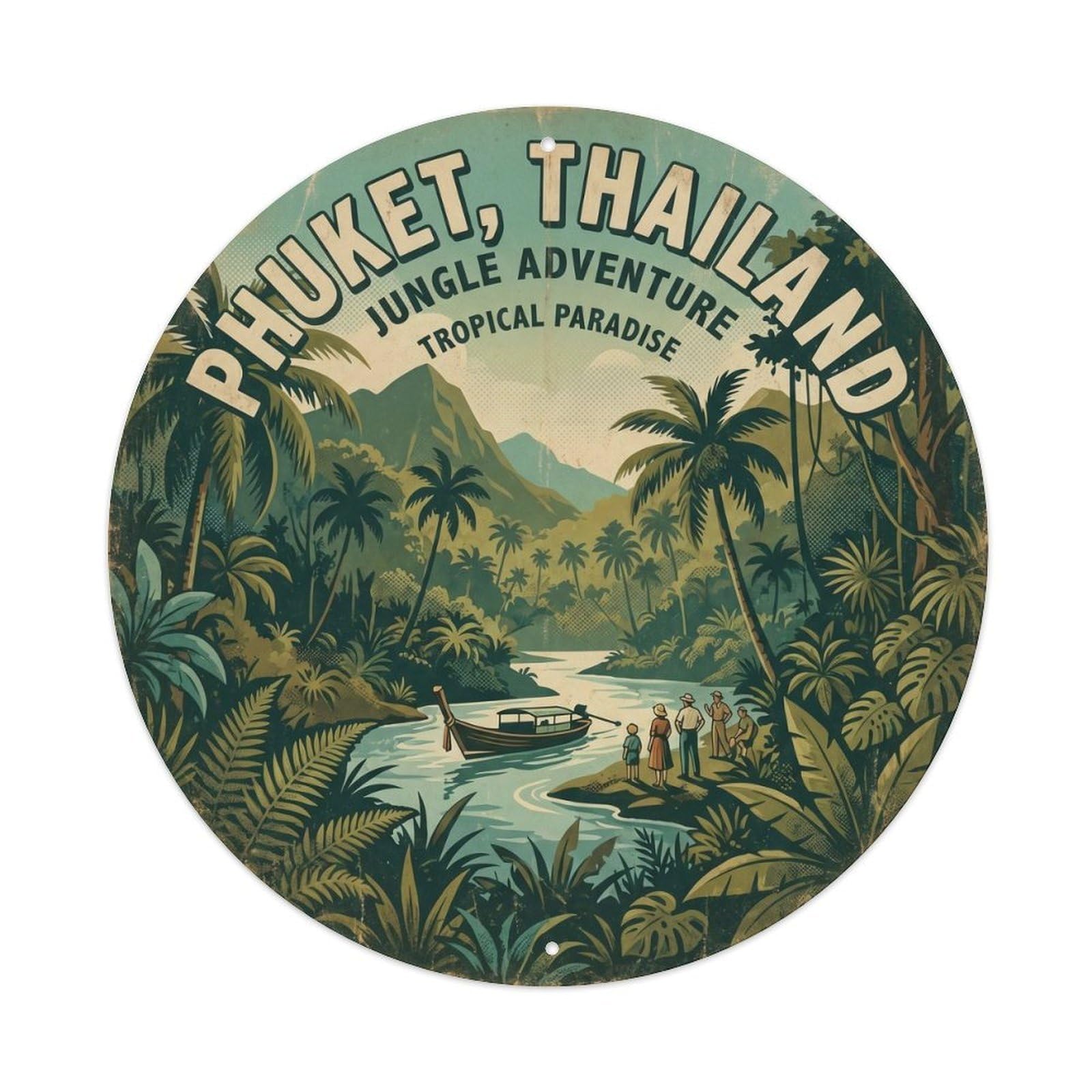 Phuket Tropical Rainforest Waterfall Travel Mountain Metal Tin Sign