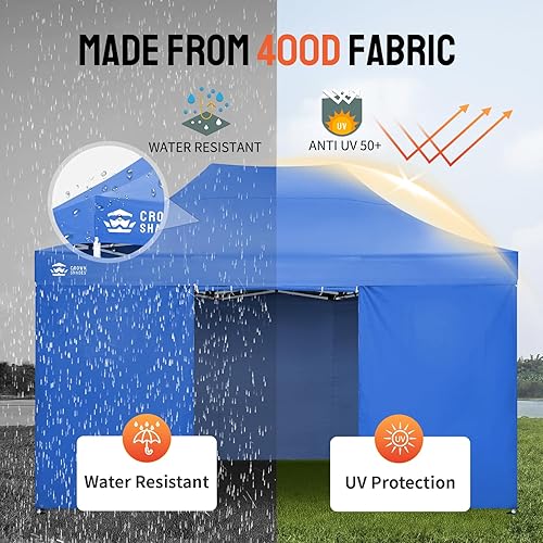Miniatura 31 de CROWN SHADES Tienda de campaña desplegable con toldo instantáneo comercial de 10 x 10 pulgadas con bloqueo central