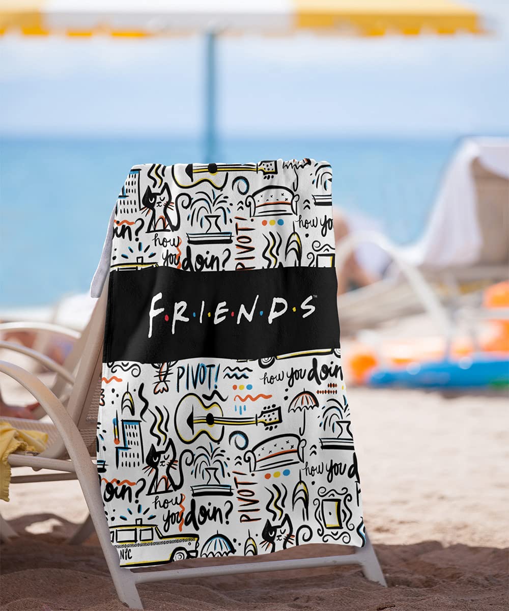 LOGOVISION Friends Let's Be Friends Pattern Officially Licensed Beach Towel 30