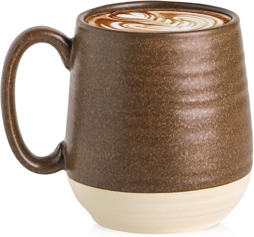 Miniatura 44 de Hasense Juego de 2 tazas de café de 20 onzas, tazas de café de cerámica, taza de té grande con mango cómodo, juego de tazas de café negras