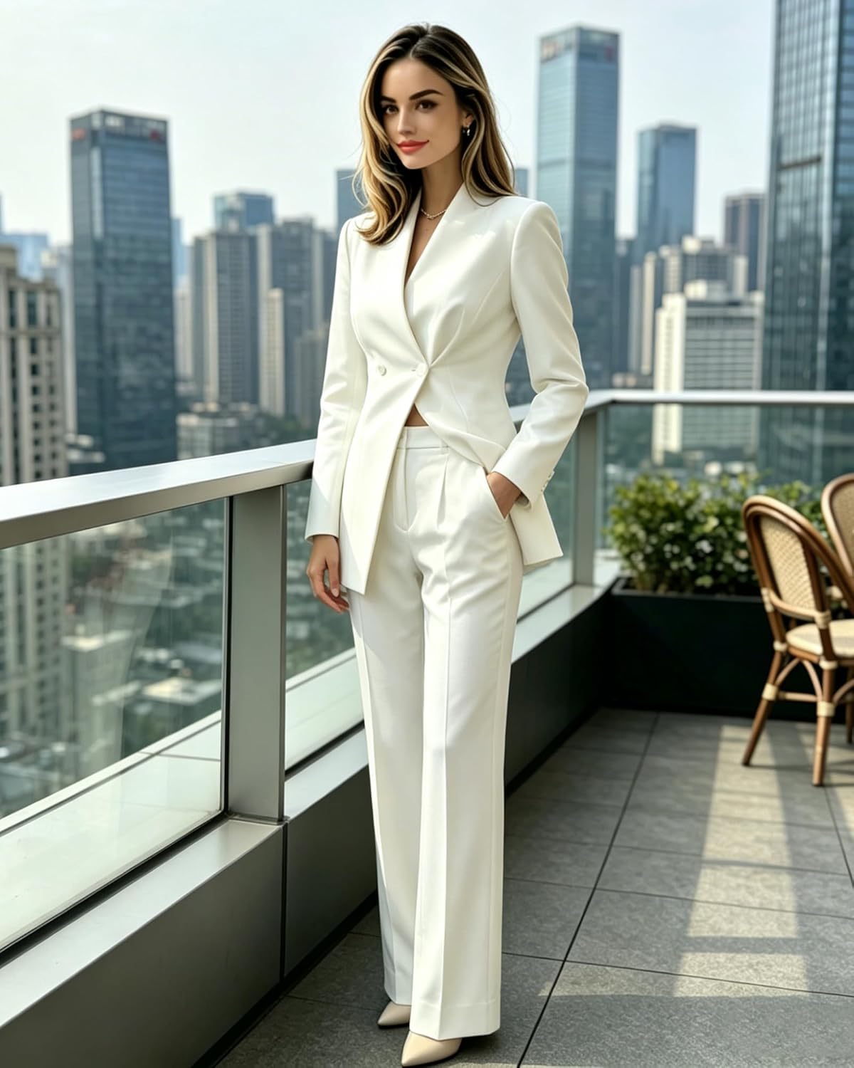 2 Pieces Womens Suit Slim Fit Pant Suits for Women Casual Dressy Pantsuits Formal Business Blazer Pants Suit Set