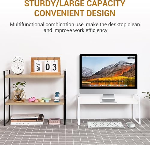 Miniatura 4 de YGYQZ Organizador de madera para escritorio de oficina, suministros de escritorio, lindo estante de almacenamiento y decoración de cubículos,