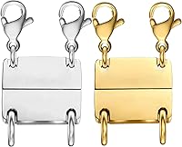 Vista 12 de Clysoru Collar con cierres y cierres para mujer, oro y plata, múltiples para separador en capas, cuentas extensoras de cadena, collares y pulseras