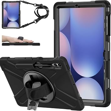 ZenRich Rugged Case for Samsung Galaxy Tab S10 Plus/S9FE Plus/S9 Plus 12.4 inch, Galaxy Tab 12.4" Case with S Pen Holder 360 Ratable Stand Hand Strap Shoulder Belt