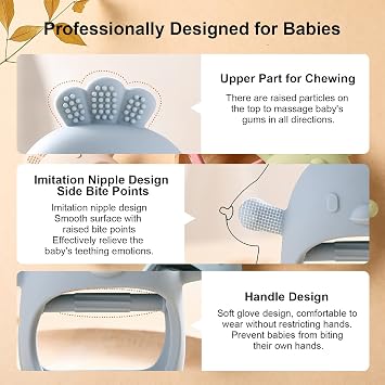 2 Pack Teething Toys for Baby, Teething Mitten for Babies, Silicone Teether | Toys 0-6 Months for Toddler Infant, Baby Boy Girl Shower Gifts Teething Relief Chew Toys (Beige + Pink)