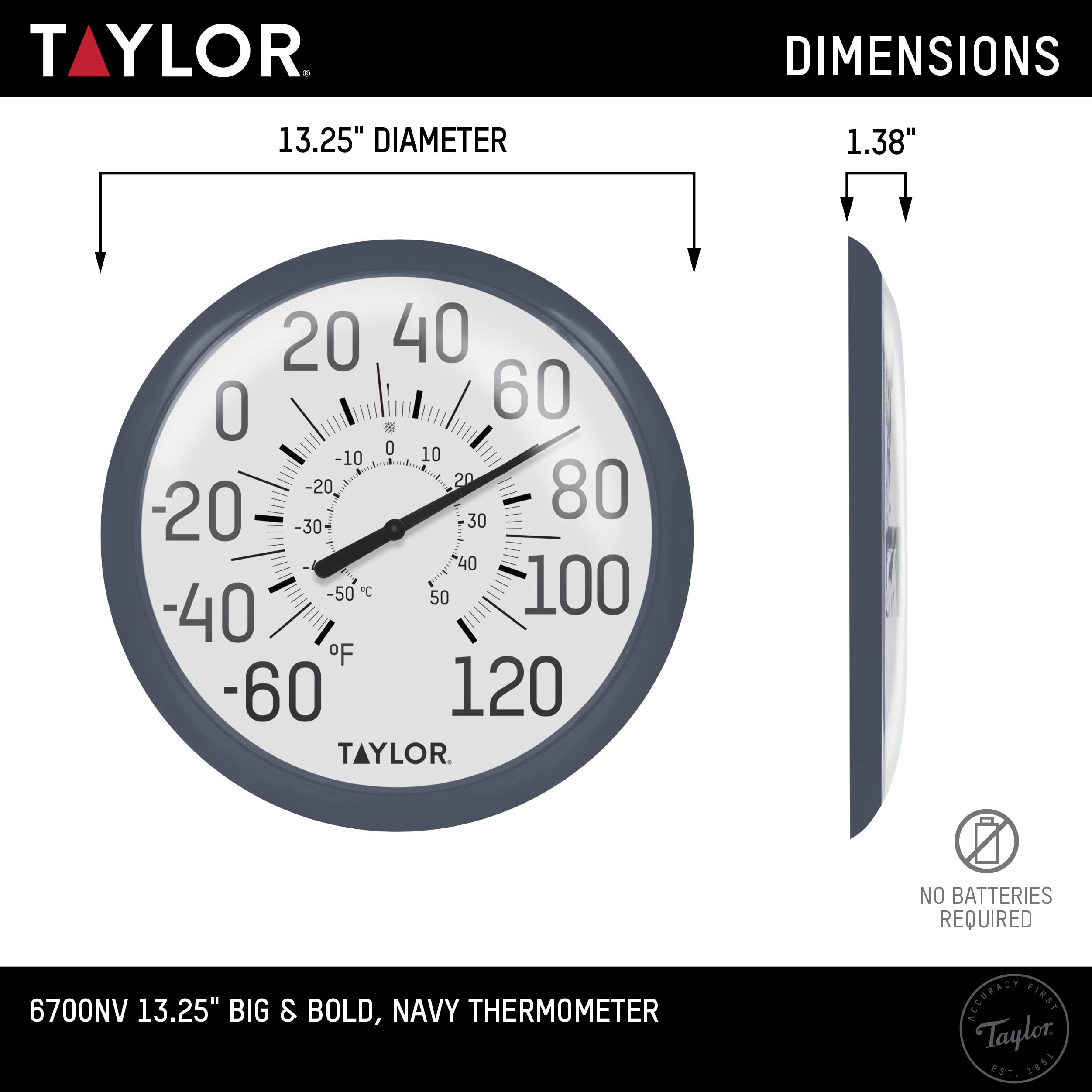 Taylor Big & Bold - Termometro da parete, 34 cm, colore: Blu navy