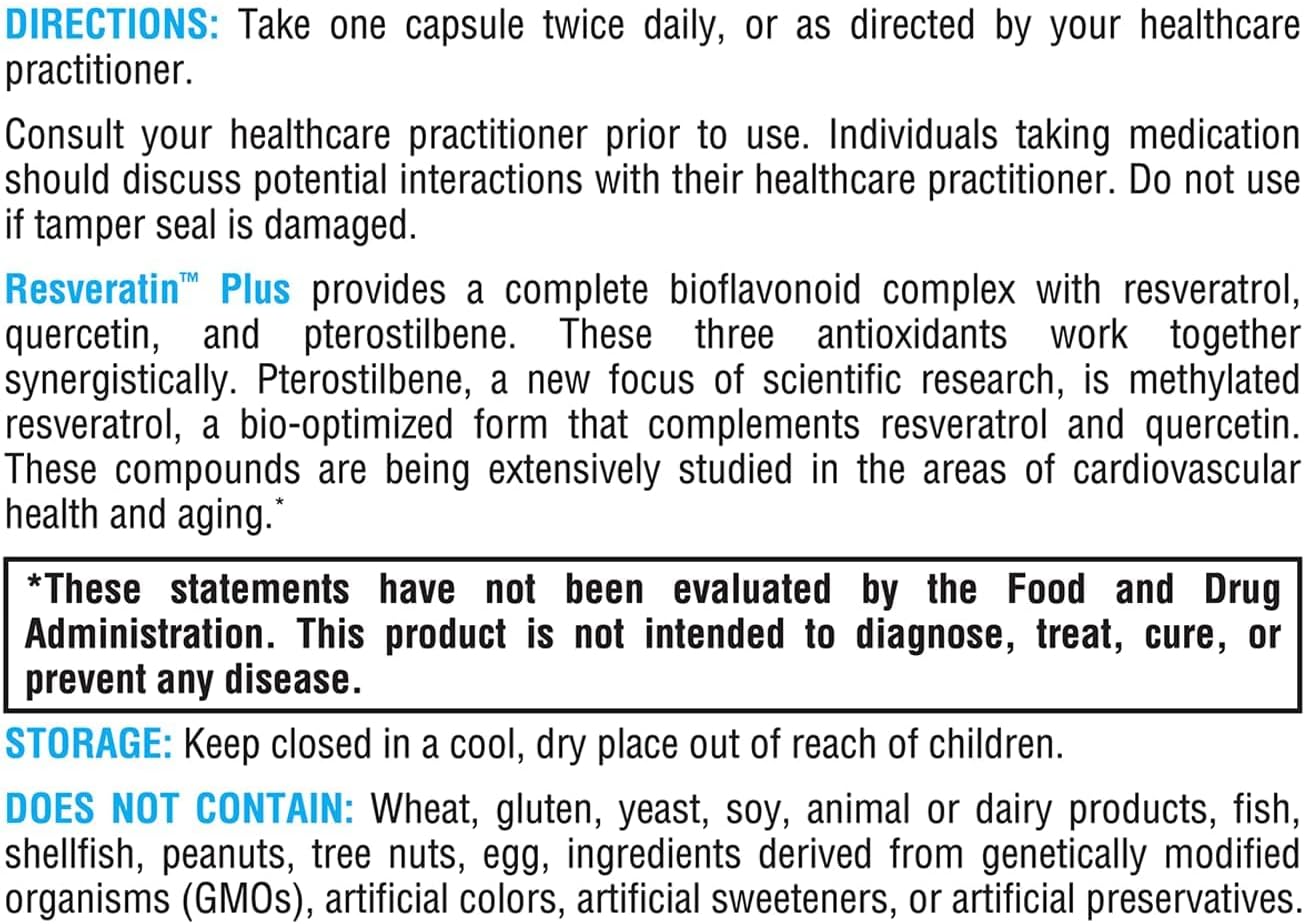 XYMOGEN Resveratin Plus - Patented Pterostilbene + Trans-Resveratrol with Quercetin Antioxidants Supplement to Promote Cardiovascular + Cellular Health, Healthy Aging, Immune Support (60 Capsules) - Image 7