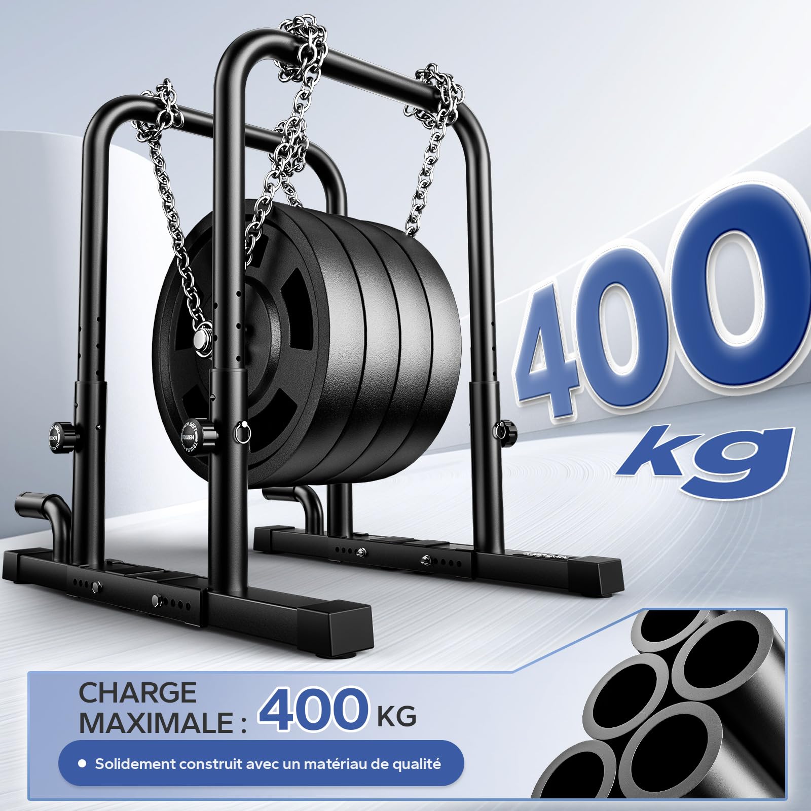 Barre Dips Ajustable, Barres Parallèles Gym au Domicile, Équipement D'entraînement pour la Musculation du Corps Entier et la Calisthénie, Capacité de Charge 400 kg