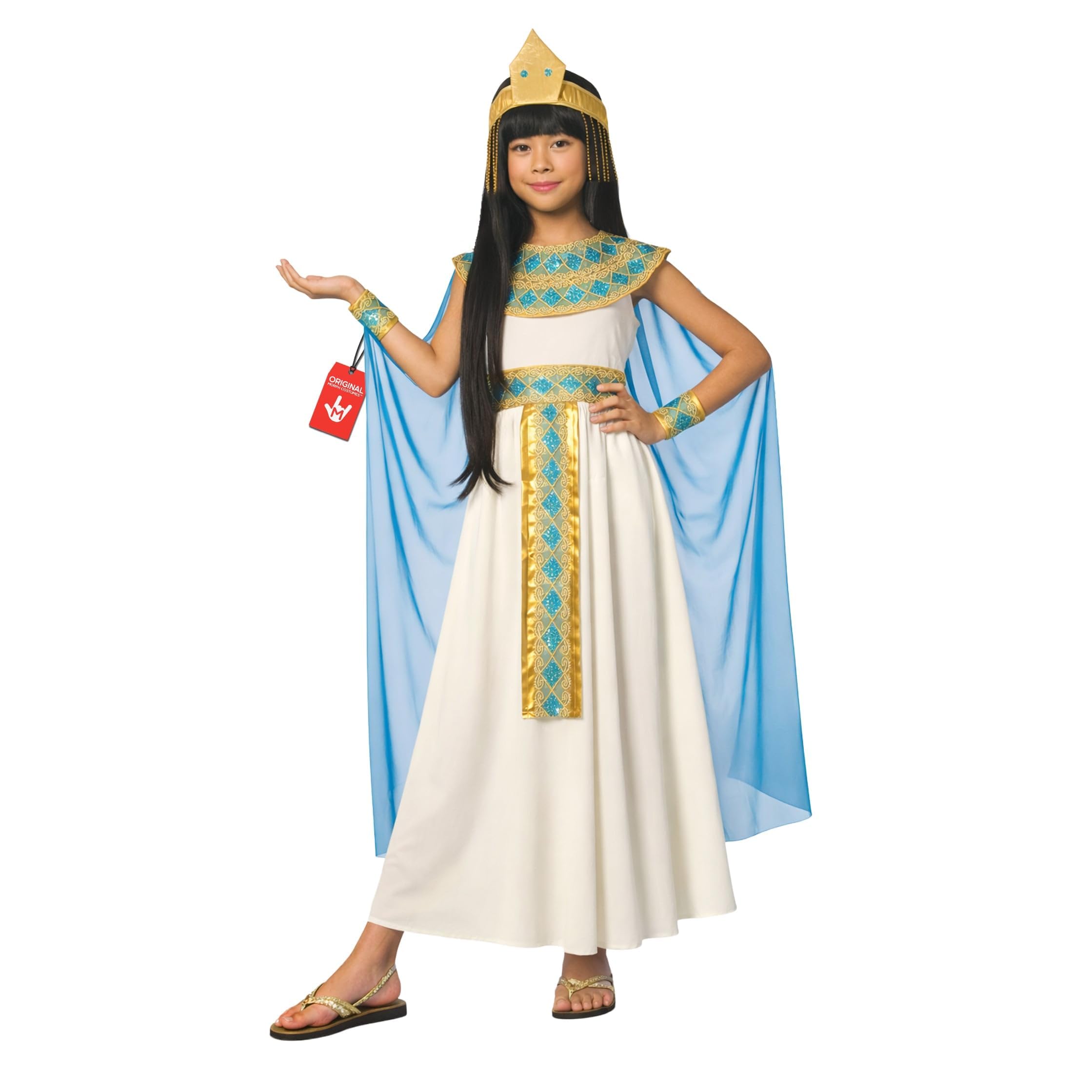 Morph Disfraz Cleopatra Niña, Disfraz Egipcio Halloween Niña | Vestido, Collar, Tocado, Capa & Puños, Reina del Antiguo Egipto, Perfecto para Halloween, Ideal para Juegos de Rol