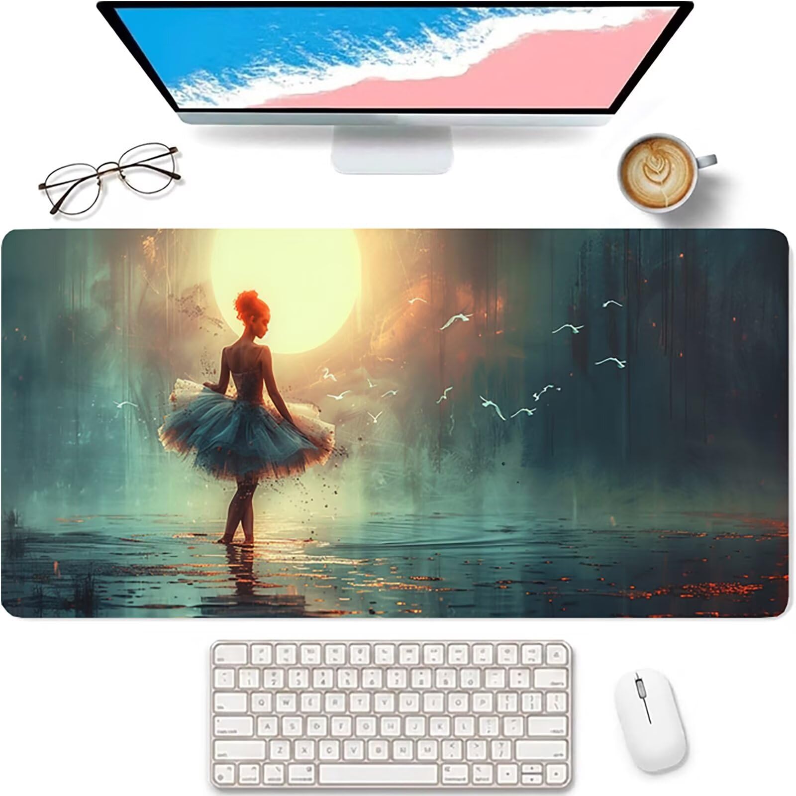Verde Alfombrilla Ratón XXL 1600x800x3mm, Mujer Grande Mouse Pad P-8120 | Alfombrilla Ratón Gaming Mejora la Precisión y la Velocidad, Alfombrilla Escritorio para Jugadores de PC, Oficina