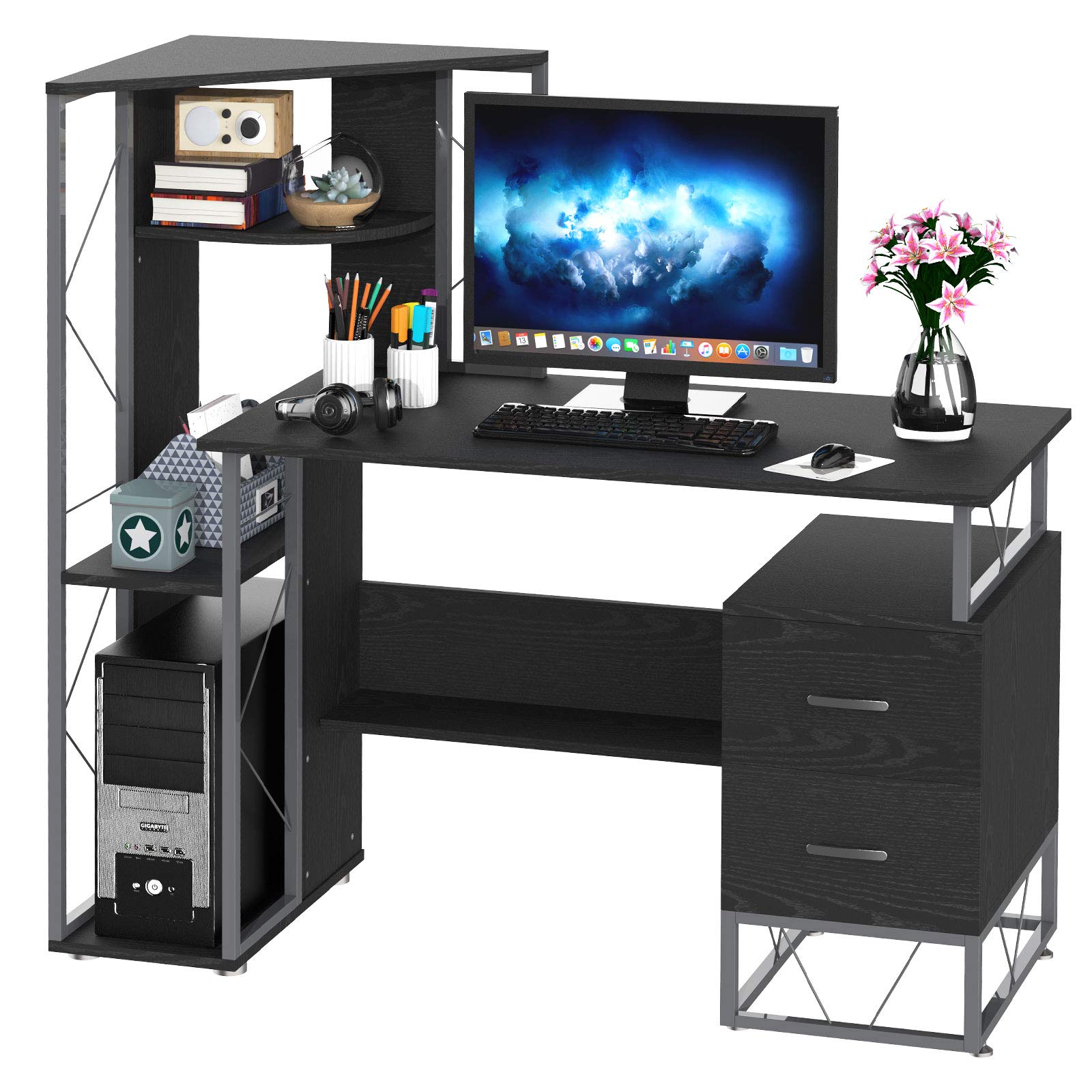 52" Modern MultiLevel Computer Desk Home Office Study