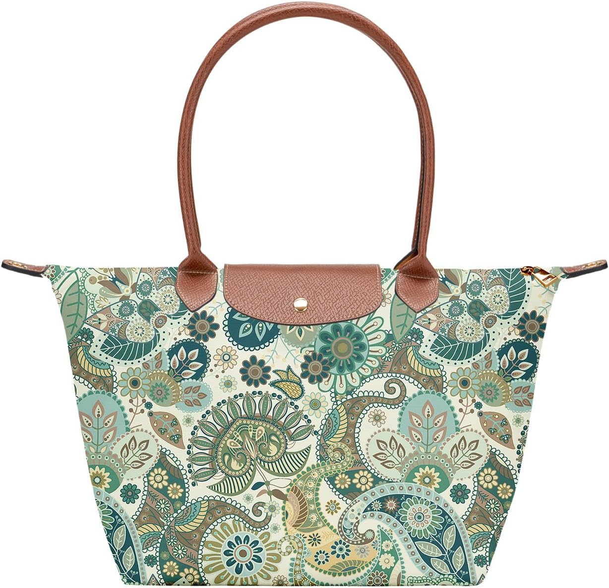 Large Foldable Tote Bag with Zipper for Women, Fashion Canvas Bag