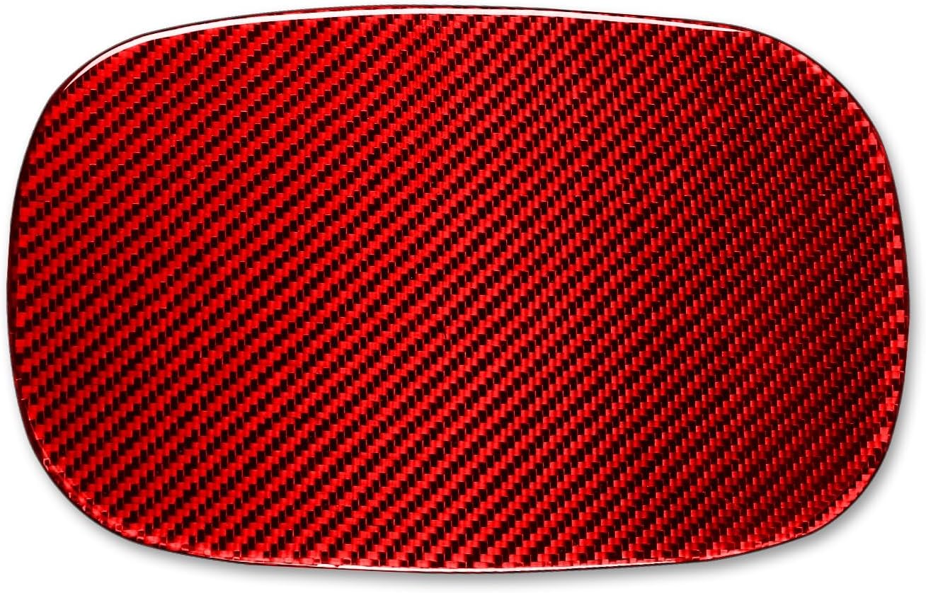 Carbon Fiber Car Accessories Decoration Cover Sticker Trim Compatible with Alfa Romeo Stelvio 2016-2022 (Fuel Tank Gas Filler Lid Door Cap 02, Red)