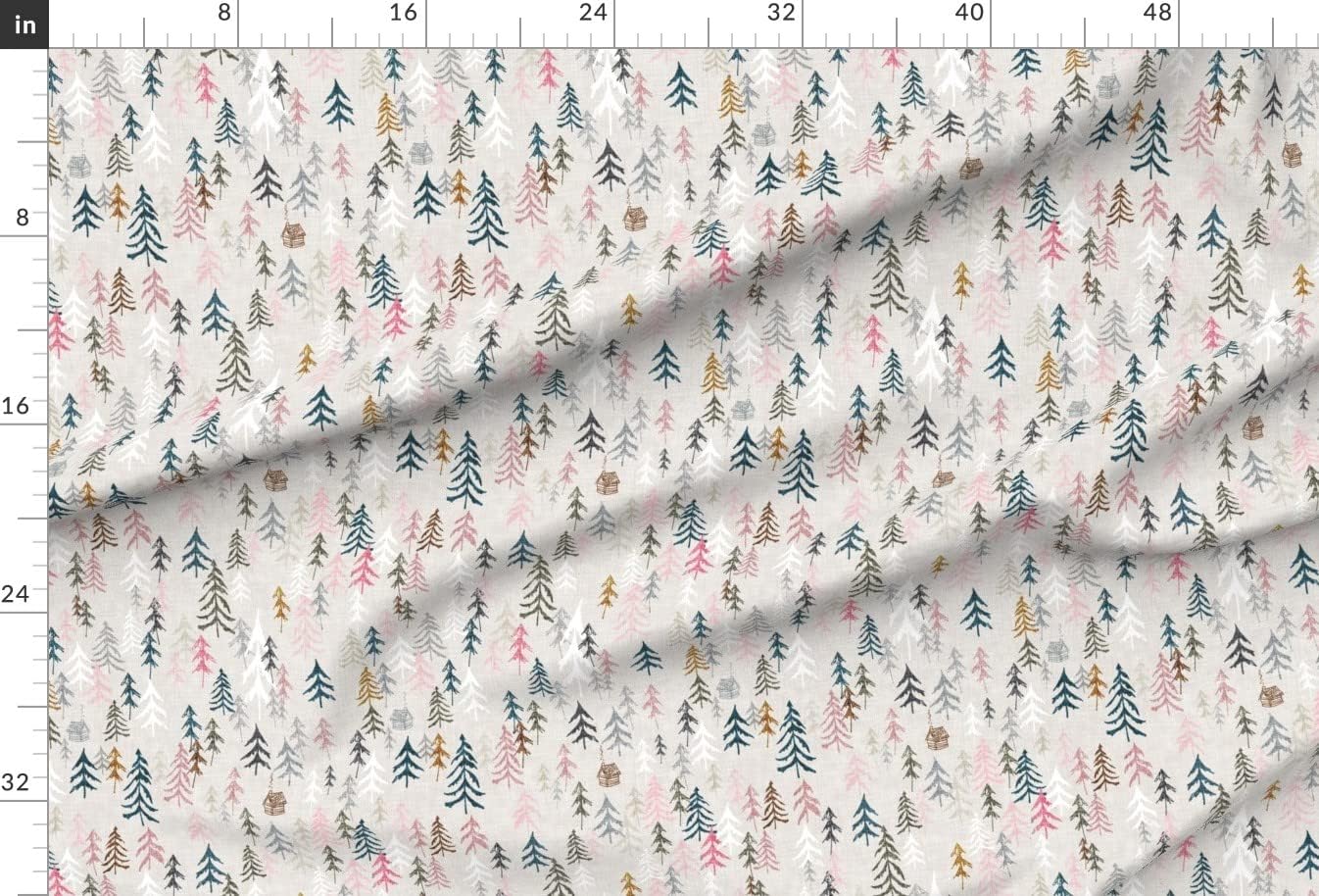 Spoonflower Fabric - Pink Forest Hiking Camping Explore Mountain Adventure Pine Tree Printed on Minky Fabric by The Yard - Sewing Baby Blankets Quilt Backing Plush