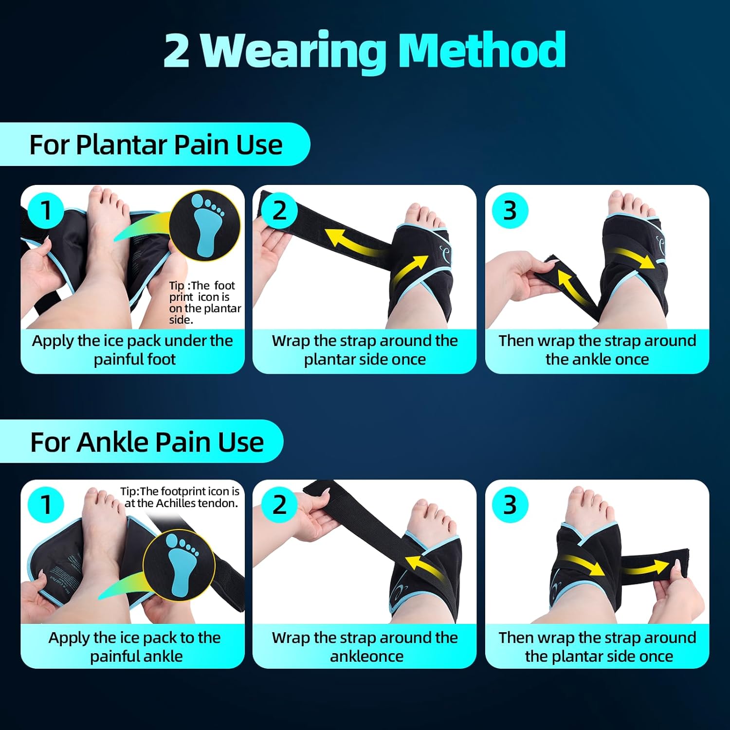 Comfytemp Ankle Ice Pack Wrap for Plantar Fasciitis Relief, Foot Support Brace for Sprain, Achilles Tendonitis, Heel Spur, Swelling, Hot Cold Compress, Running Essentials - 1 Pack - Image 6