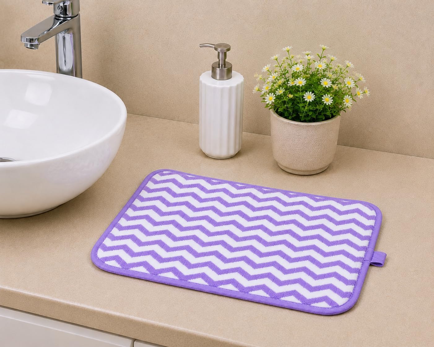 Absorbent Hand Towels for Bathroom & Kitchen, Quick Dry Hanging Hand Towel Set, Soft Reusable Wash Cloths for Sink, Kitchen & Daily Cleaning,19 x 10 Inch (,Lavender & White) image 3