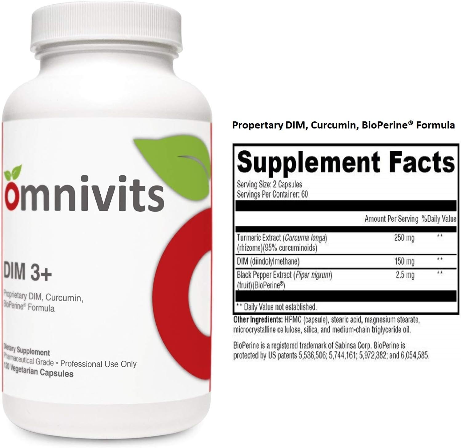 DIM 3 + | Turmeric Extract (Curcuma Longa) 250mg, DIM (diindolylmethane) 150mg, Black Pepper Extract(BioPerine®) 2.5mg | Supports Healthy Estrogen Metabolism Men & Women | 120 Vegetarian Cap